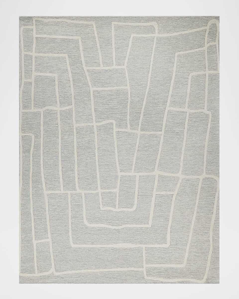Tangiers Hand-Tufted Blue/Ivory Rug, 5' x 8'